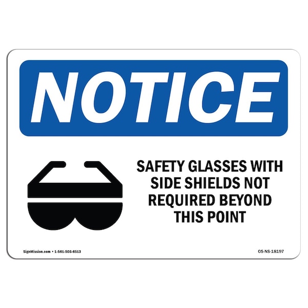 OSHA, Safety Glasses With Side Shields With Symbol, 5in X 3.5in Decal, 10PK, OS-NS-D-35-L-18197-10PK
